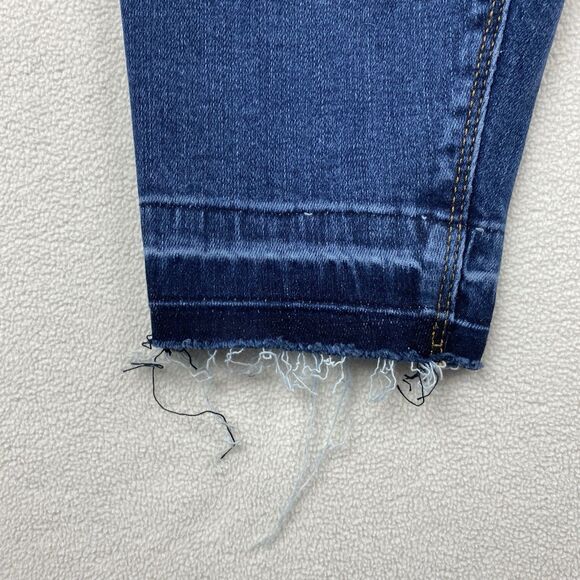 Spanx XL Pull On Skinny Jeans Distressed Dark Wash High Rise Stretch Denim Pants - Picture 13 of 16